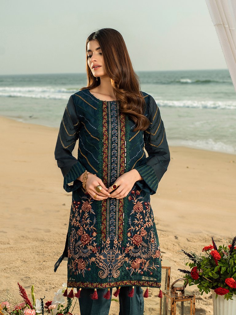 Insignia Bliss-1pc Unstitched Luxury Embroidered Organza Shirt with Crepe Inner (wk-00629)